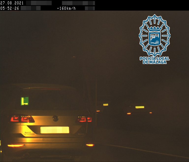 Captura de imagen del vehículo pasando por el radar fijo de calle Pacífico a 160 km por hora
