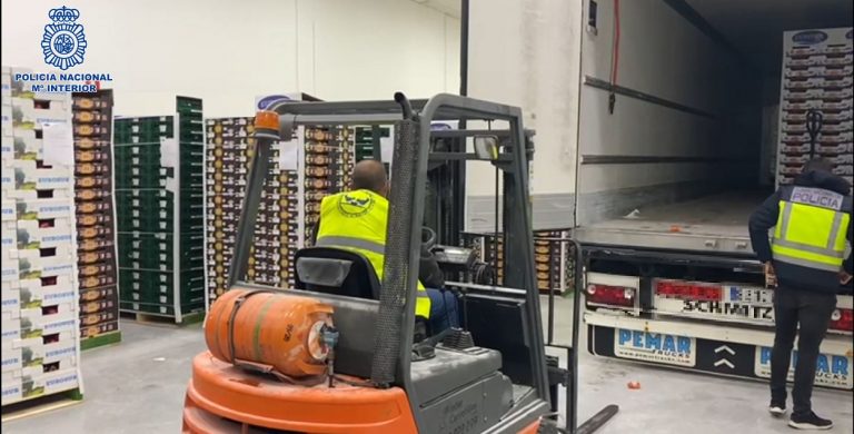 La Policía Nacional entrega 19 toneladas de pimientos y tomates a un banco de alimentos en Málaga tras interceptar un tráiler cargado de droga oculta entre la mercancía