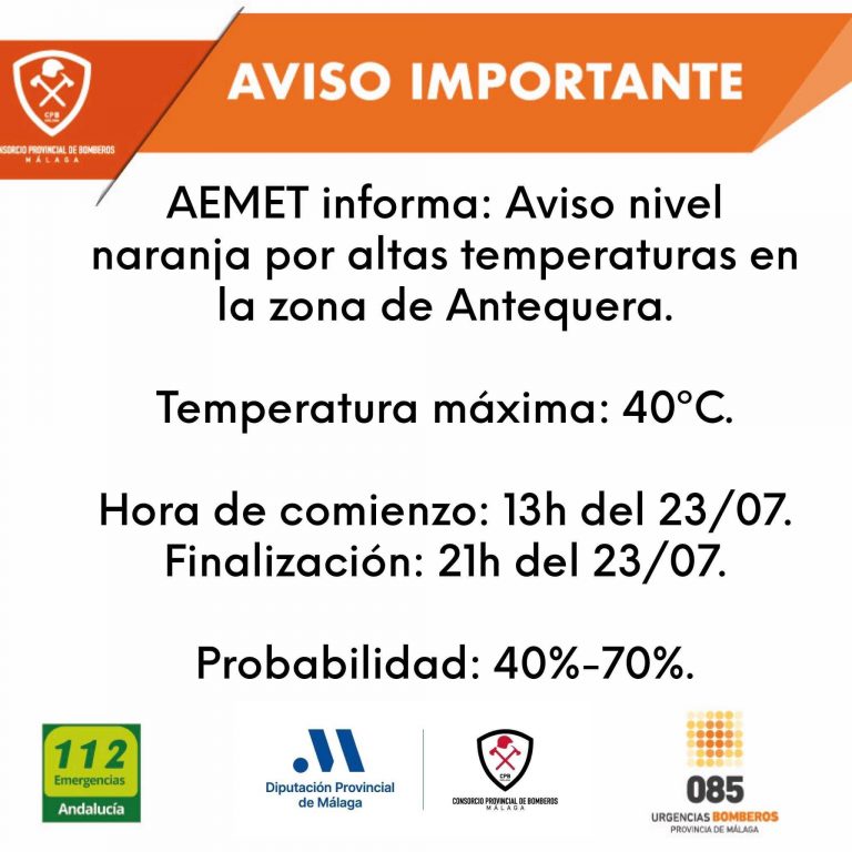 Imagen asociada al aviso naranja por altas temperaturas en Málaga