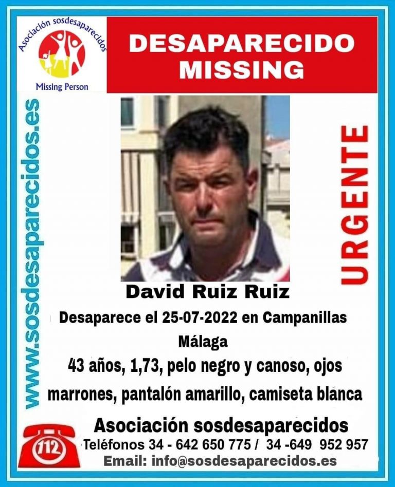 Imagen difundida en la alerta por la desaparición de David en Campanillas