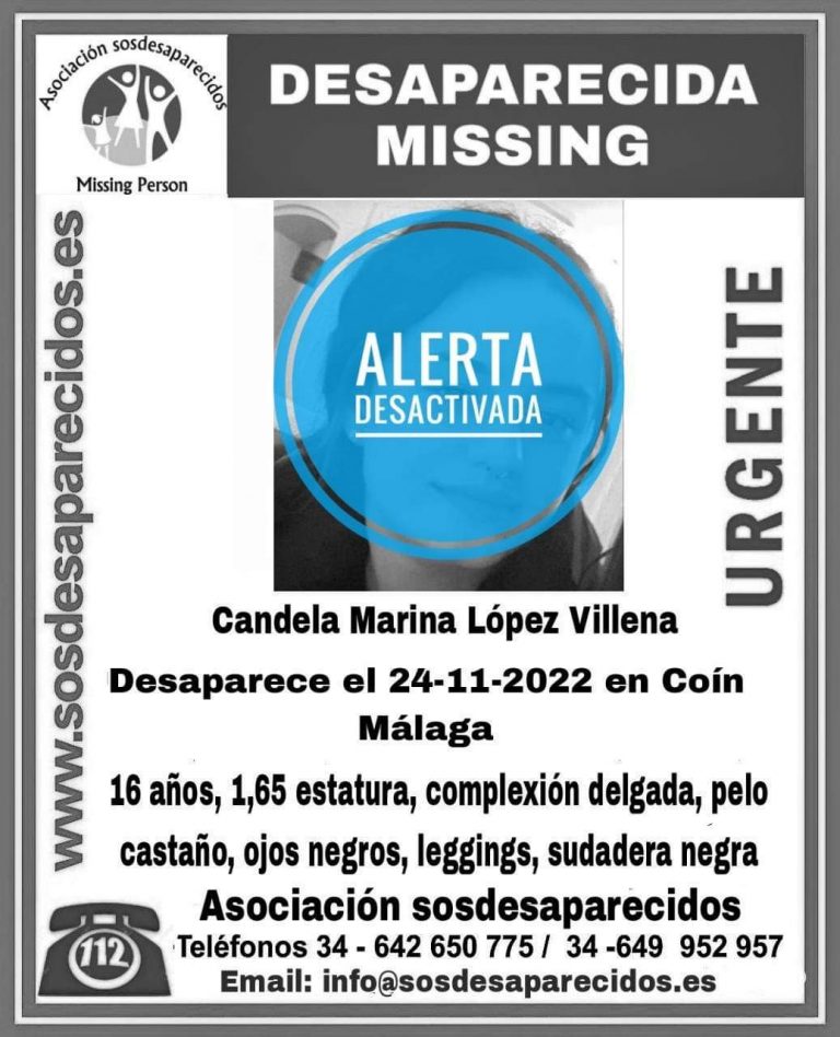 Cartel de búsqueda de Candela, posteriormente localizada