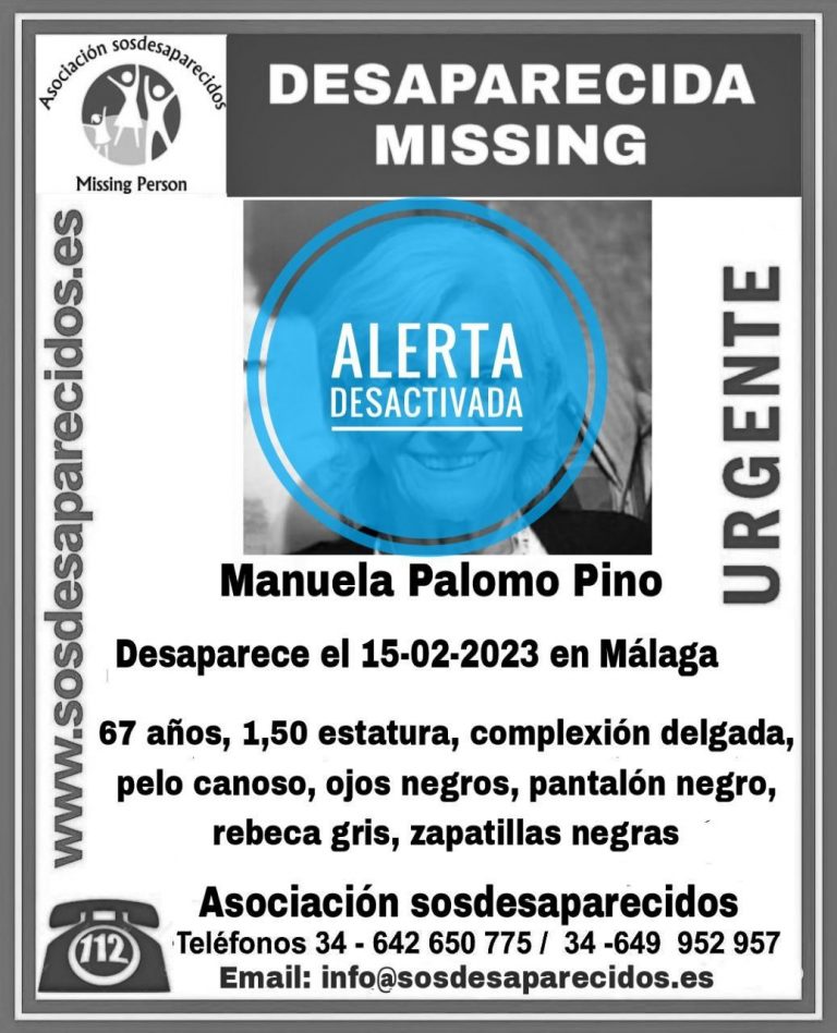 Cartel de búsqueda de Manuela Palomo Pino