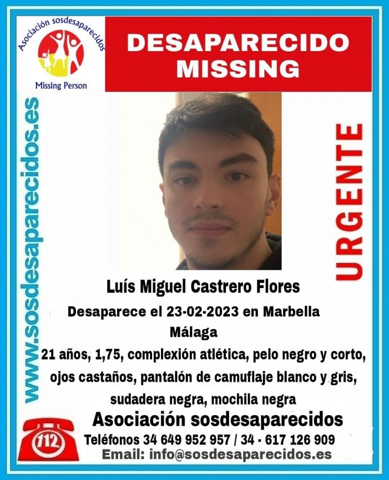 Cartel de búsqueda de Luis Miguel Castro Flores