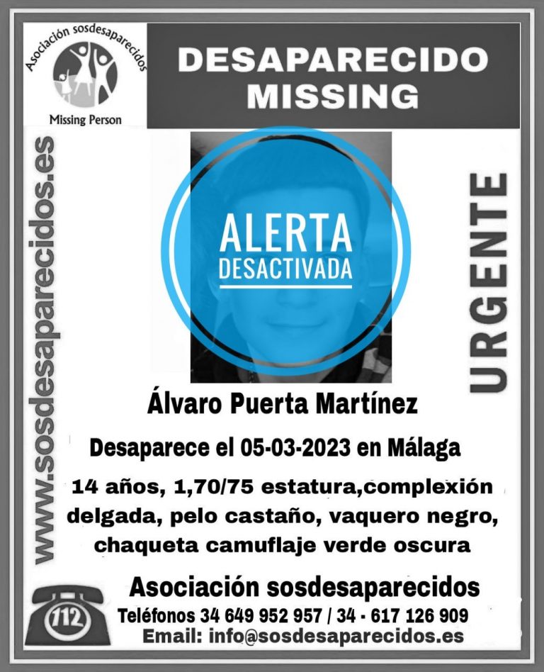 Cartel de búsqueda de un menor posteriormente localizado en Málaga