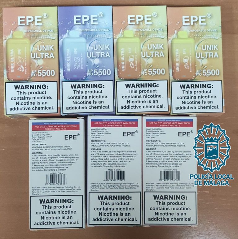Vapeadores intervenidos por la Policía Local de Málaga