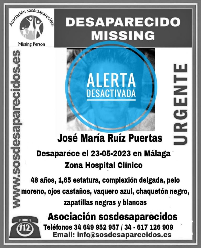 Cartel de búsqueda de José María Ruiz Puertas, posteriormente localizado