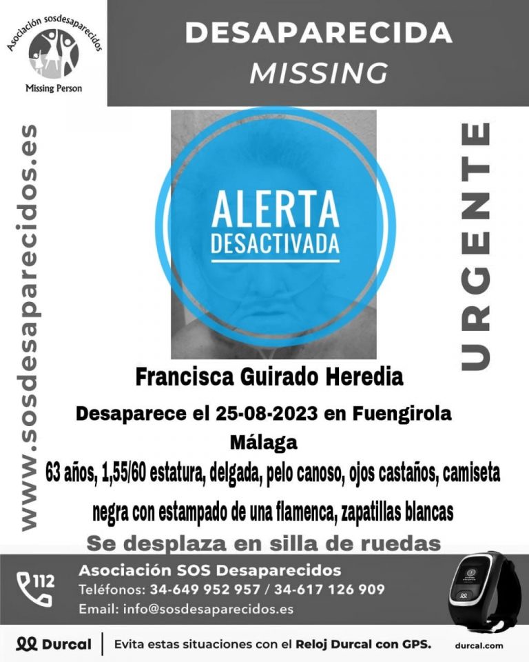 Cartel de búsqueda de Francisca, posteriormente localizada