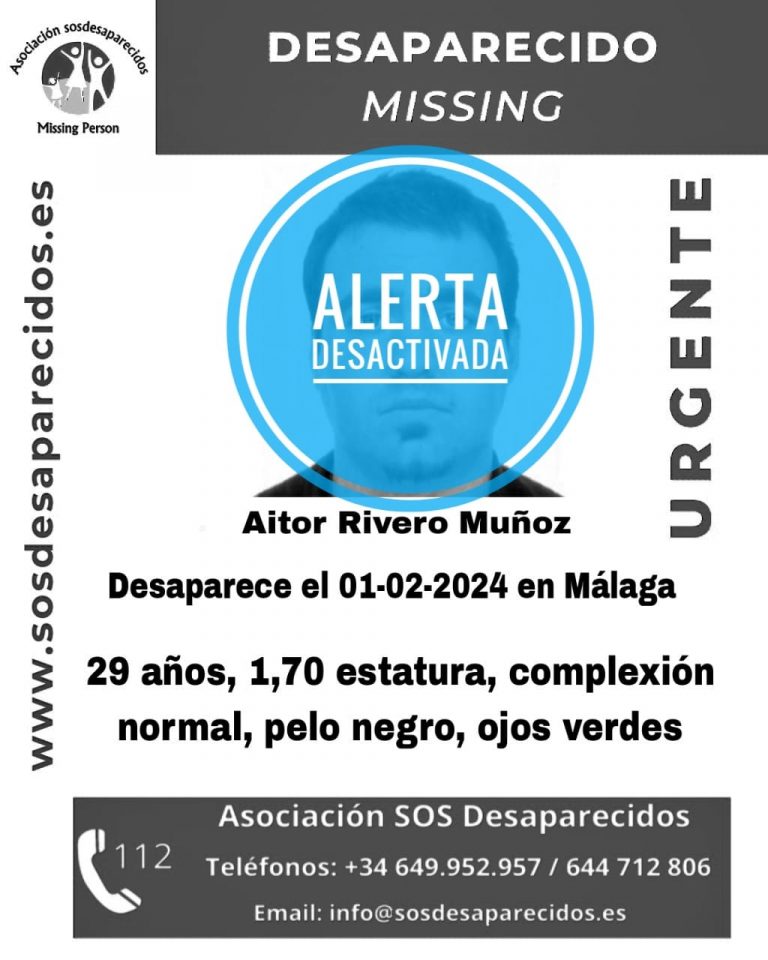Cartel de búsqueda de Aitor Ribero Muñoz, posteriormente localizado