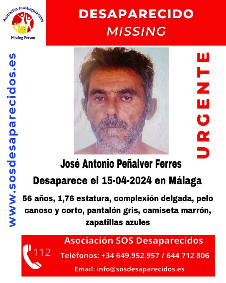Cartel de búsqueda de José Antonio Peñalver, desaparecido en Málaga