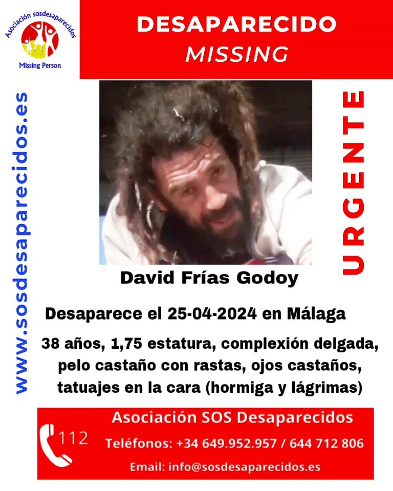 Cartel de búsqueda de David Frías Godoy, desaparecido en Málaga