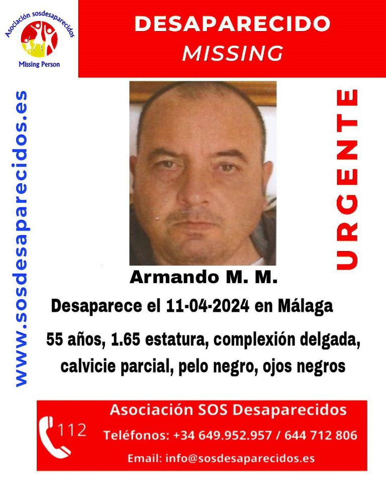 Cartel de búsqueda de Armando, desaparecido en Málaga