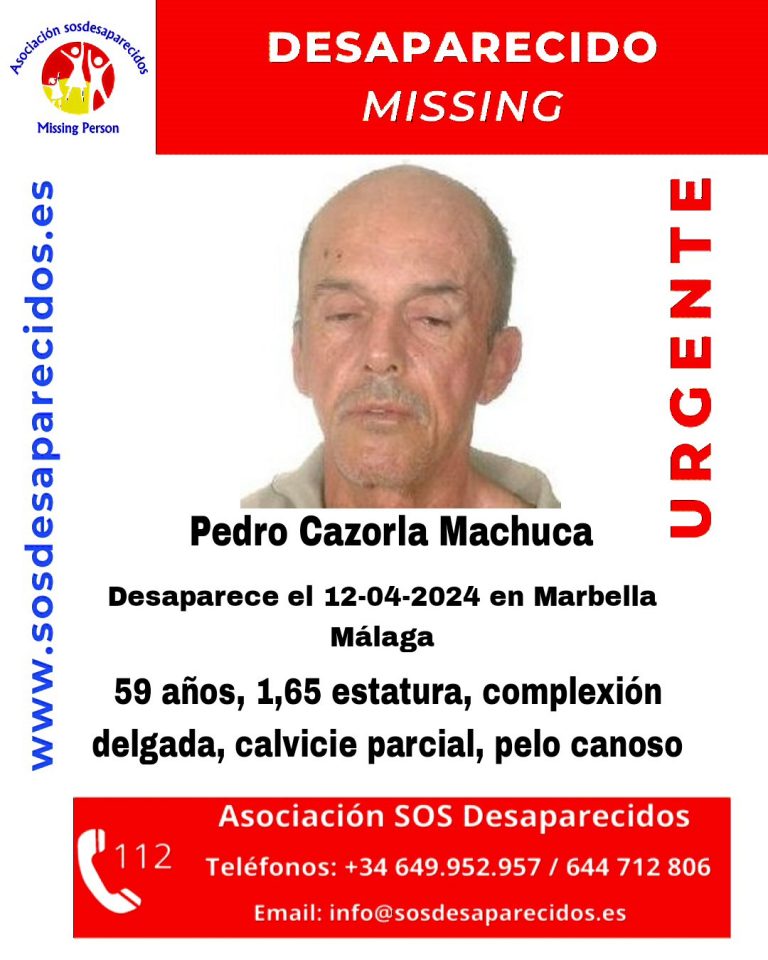 Cartel de búsqueda de Pedro Cazorla Machuca, desaparecido en Málaga