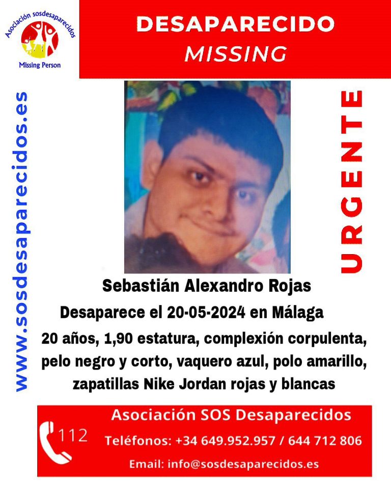 Cartel de búsqueda de Sebastián Alexandro Rojas, desaparecido en Málaga