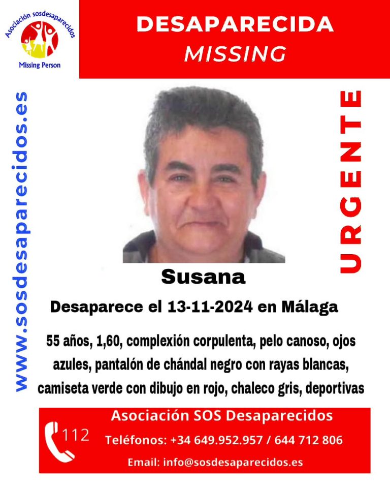Cartel de búsqueda de Susana, desaparecida en Málaga