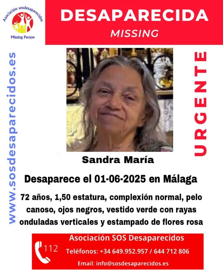 Cartel de búsqueda de Sandra María, desaparecida en Málaga