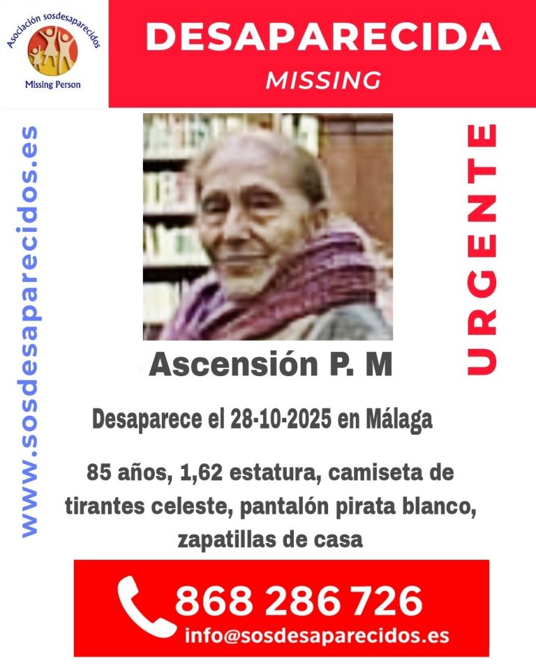 Cartel de búsqueda de Ascensión, desaparecida en Málaga