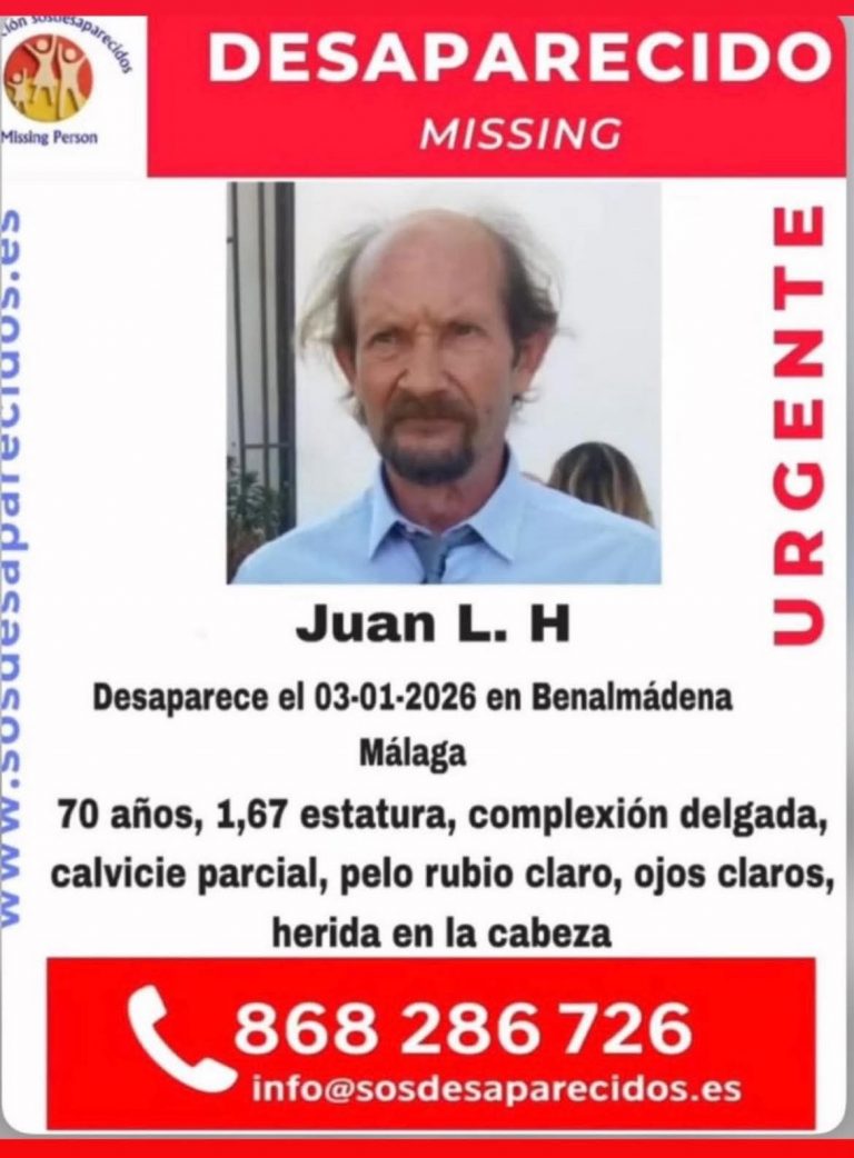 Cartel de búsqueda de Juan L. H., desaparecido en Benalmádena