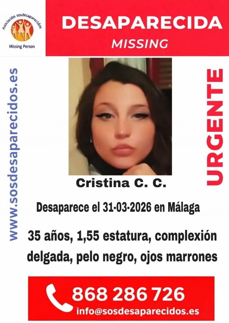 Cartel de búsqueda de una mujer desaparecida en Málaga