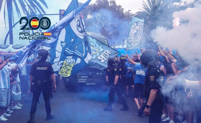 Operativo policial durante el Málaga–Las Palmas en La Rosaleda
