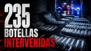 Composición gráfica sobre la intervención de 235 botellas de óxido nitroso en Melilla