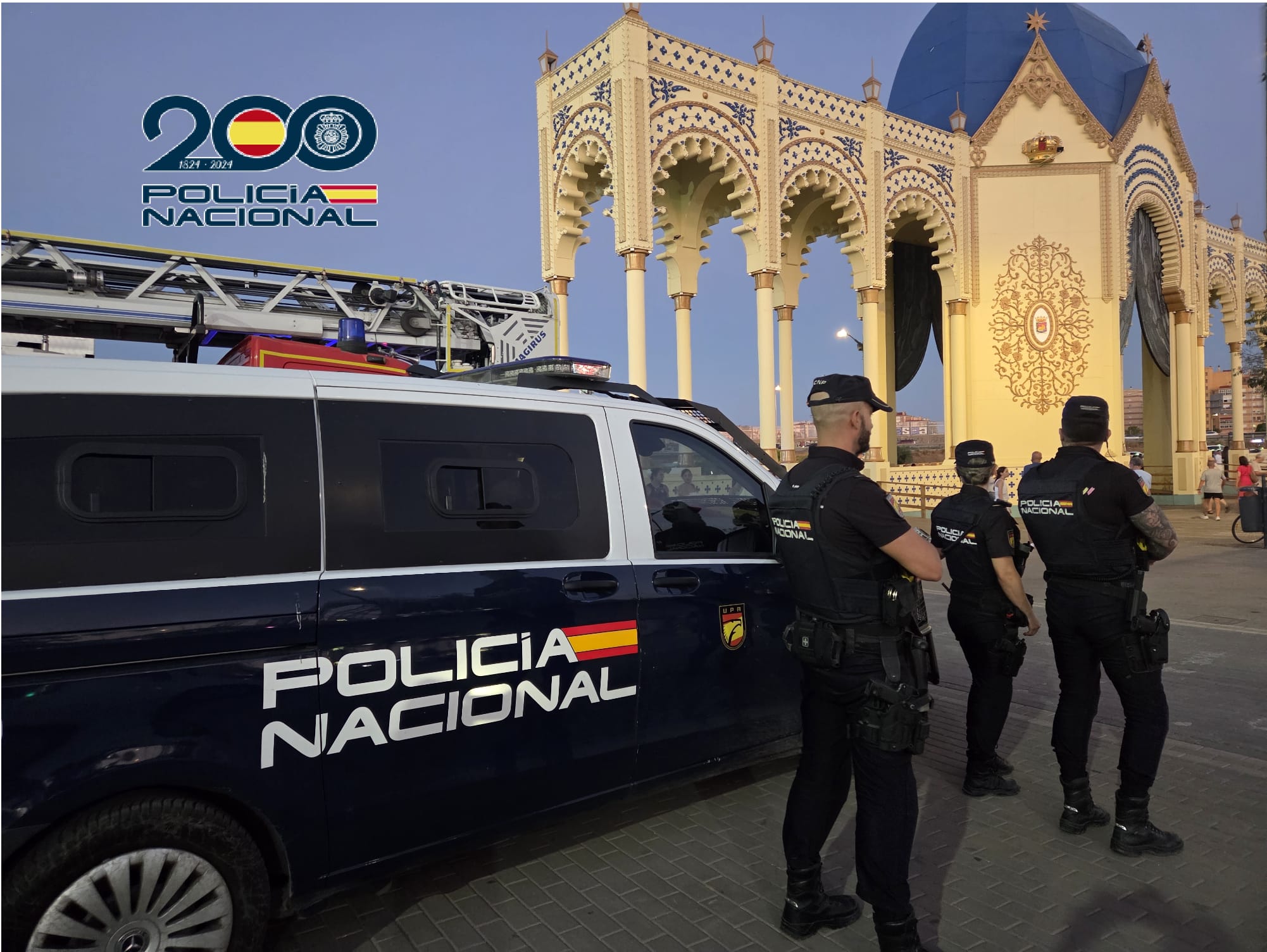 Policía Nacional durante el dispositivo de seguridad de la Feria de Málaga 2026
