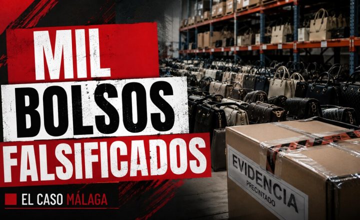 Composición gráfica sobre la intervención de bolsos falsificados en el polígono Guadalhorce