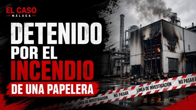 Composición gráfica sobre la detención por el incendio de una papelera en Iurreta