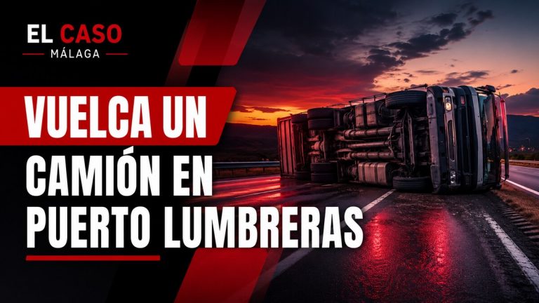 Composición gráfica sobre el vuelco de un camión en Puerto Lumbreras