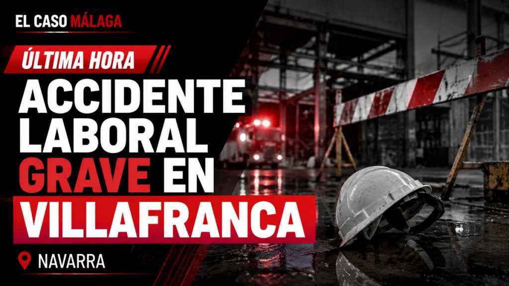 Composición gráfica sobre un trabajador herido grave en un accidente laboral en Villafranca