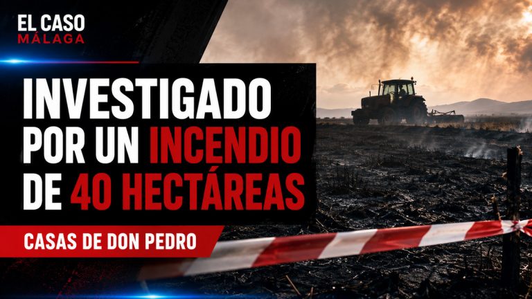 Composición gráfica sobre un tractorista investigado por un incendio en Casas de Don Pedro