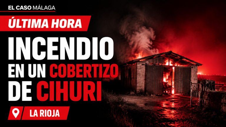 Composición gráfica sobre un incendio sofocado en un cobertizo de Cihuri