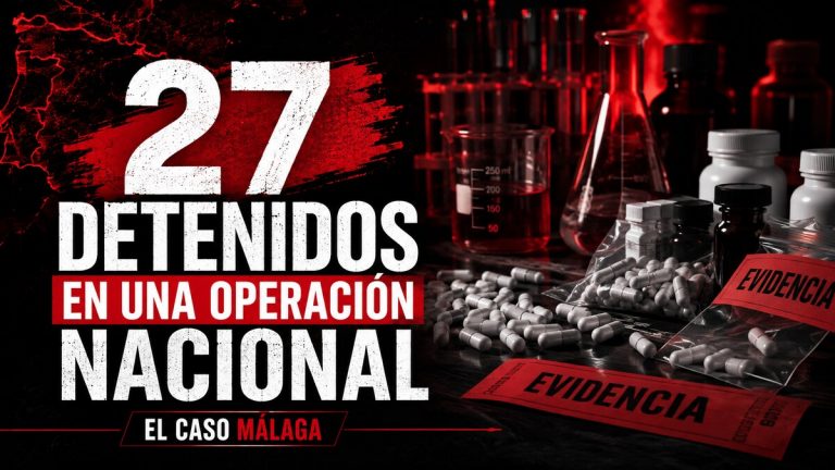 Composición gráfica sobre el desmantelamiento de un laboratorio ilegal de fármacos
