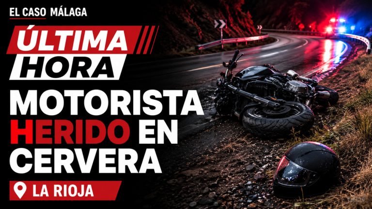 Composición gráfica sobre un motorista herido tras salirse de la vía en Cervera