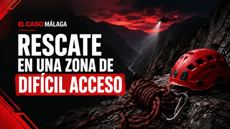 Composición gráfica sobre el rescate de un hombre en una zona de difícil acceso