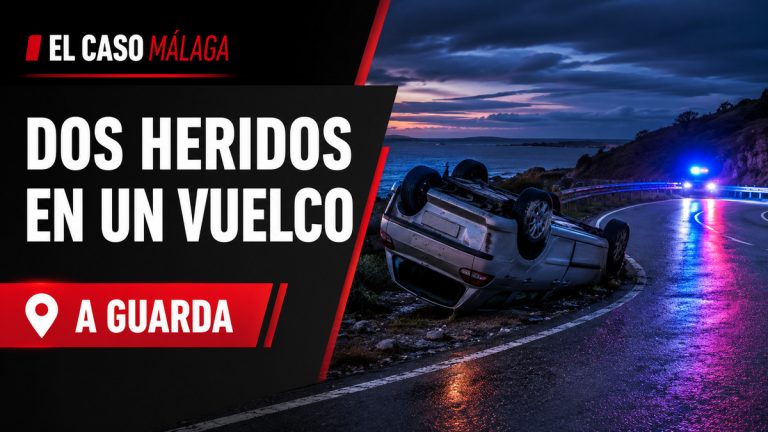 Composición gráfica sobre dos heridos en un vuelco en A Guarda