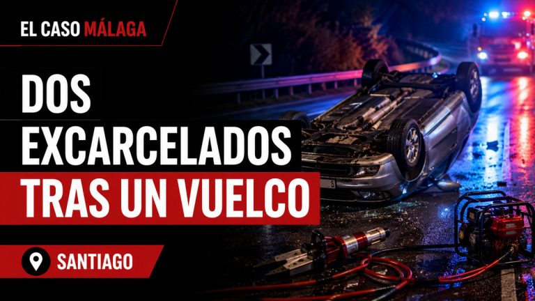 Composición gráfica sobre dos personas excarceladas tras un vuelco en Santiago
