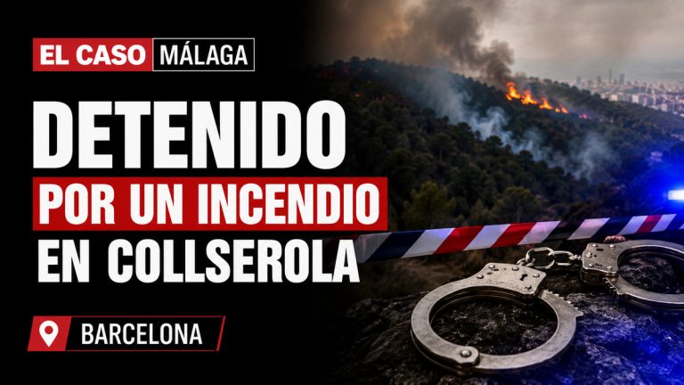 Composición gráfica sobre la detención del presunto responsable de un incendio en Collserola