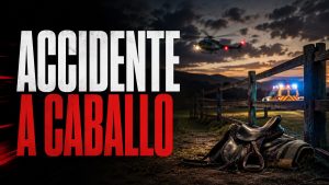 Composición gráfica sobre un accidente a caballo en Gozón