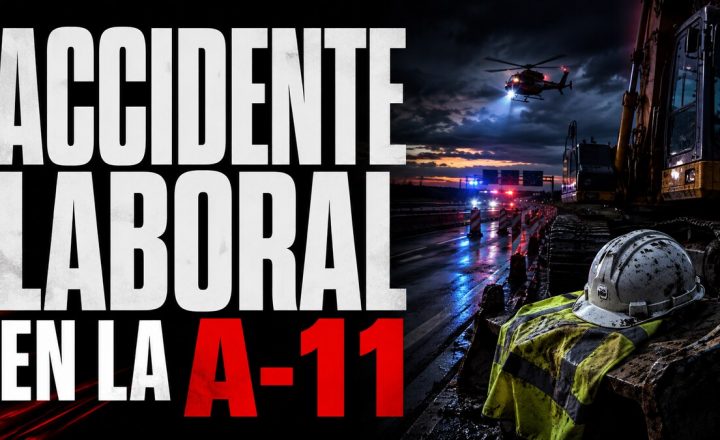 Composición gráfica respetuosa sobre un accidente laboral en la A-11