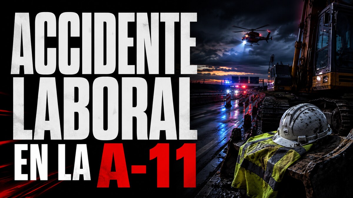Composición gráfica respetuosa sobre un accidente laboral en la A-11