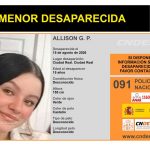 Fotografía y alerta de Allison G. P., desaparecida en Ciudad Real