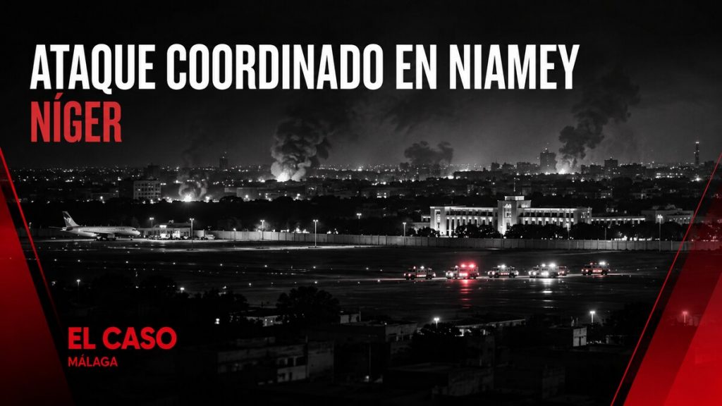 Portada editorial sobre disparos y explosiones junto al aeropuerto y el perímetro presidencial de Niamey, Níger