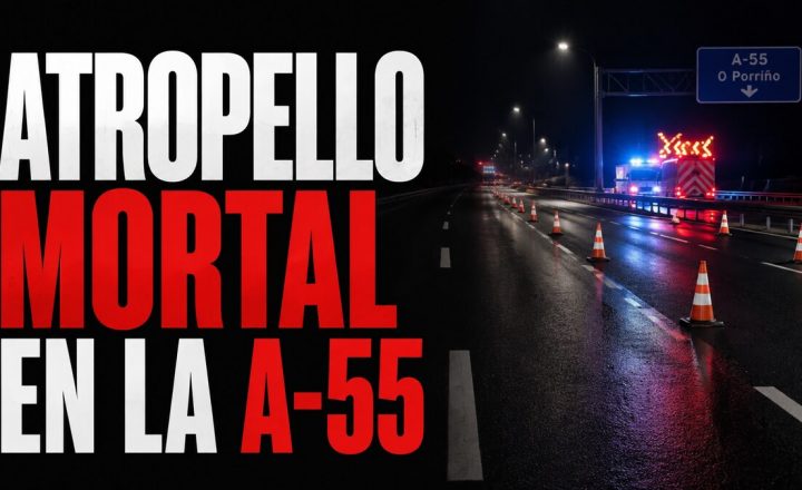Composición gráfica respetuosa sobre un atropello mortal en la A-55, en O Porriño