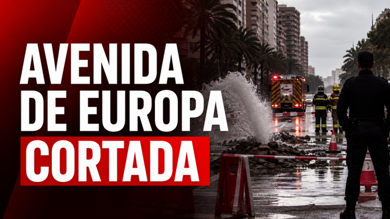 Corte de tráfico en la Avenida de Europa por la rotura de una tubería