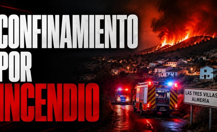 Composición gráfica sobre el confinamiento por un incendio en Las Tres Villas, Almería