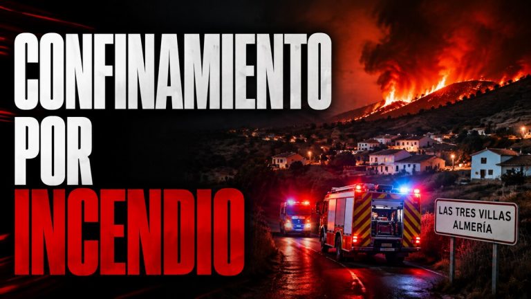 Composición gráfica sobre el confinamiento por un incendio en Las Tres Villas, Almería