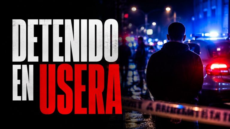 Composición gráfica sobre una detención policial en Usera