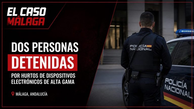 Portada editorial de El Caso Málaga para «La Policía Nacional detiene a dos personas especializadas en hurtar dispositivos electrónicos de alta gama por todo el país»