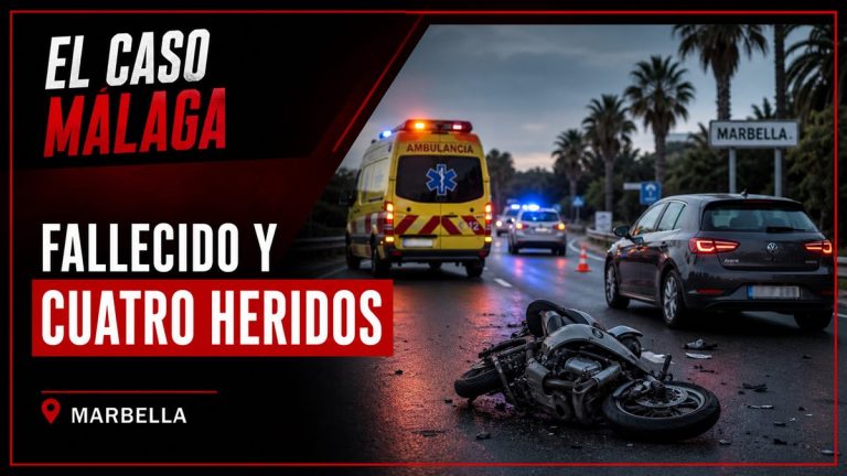 Portada editorial de El Caso Málaga para «Un fallecido y cuatro heridos al colisionar una moto y un coche en Marbella»