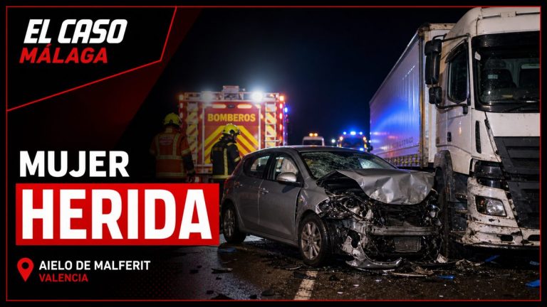 Portada editorial de El Caso Málaga para «Una mujer resulta herida tras chocar un coche y un camión en la A-7 en Aielo de Malferit»